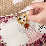Personalised Reusable Floral Front Pocket Jute Tote Bag with Name Wedding Bridal Shower Gift for Women