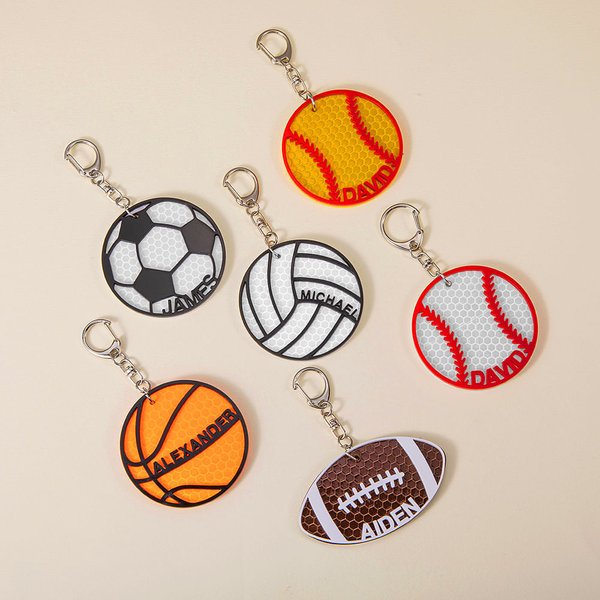 Etiqueta reflectante personalizada para mochila de baloncesto fútbol voleibol con nombre Regalo de vuelta al cole para niños amantes del deporte