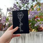Nacimiento Personalizado Flor de cuero Funda de pasaporte Etiqueta de equipaje Set con nombre de viaje Regalo de cumpleaños esencial para las mujeres