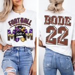 Personalised Cartoon Football Sport Girl Leopard Letters T-shirt Sweatshirt with Number and Name Game Day Costume Birthday Gift for Football Mom