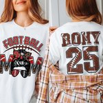 Personalised Cartoon Football Sport Girl Leopard Letters T-shirt Sweatshirt with Number and Name Game Day Costume Birthday Gift for Football Mom