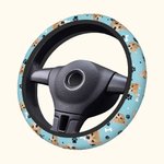 Personalized Multicolour 1-3 Pet Portrait Anti-Slip Car Steering Wheel Cover with Paw Bone Design Car Accessories Birthday Gift for Car Owner