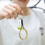 Mini portachiavi personalizzato per racchetta e pallina da tennis con testo inciso Regalo di compleanno e gioco per gli amanti del tennis