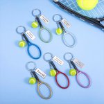 Mini portachiavi personalizzato per racchetta e pallina da tennis con testo inciso Regalo di compleanno e gioco per gli amanti del tennis
