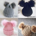 Personalisierte Doppel Pompon Baby Mütze mit Namen Stickerei Warme Winter Strickmütze Weihnachten Geburtstag Geschenk für Kinder Neugeborenen