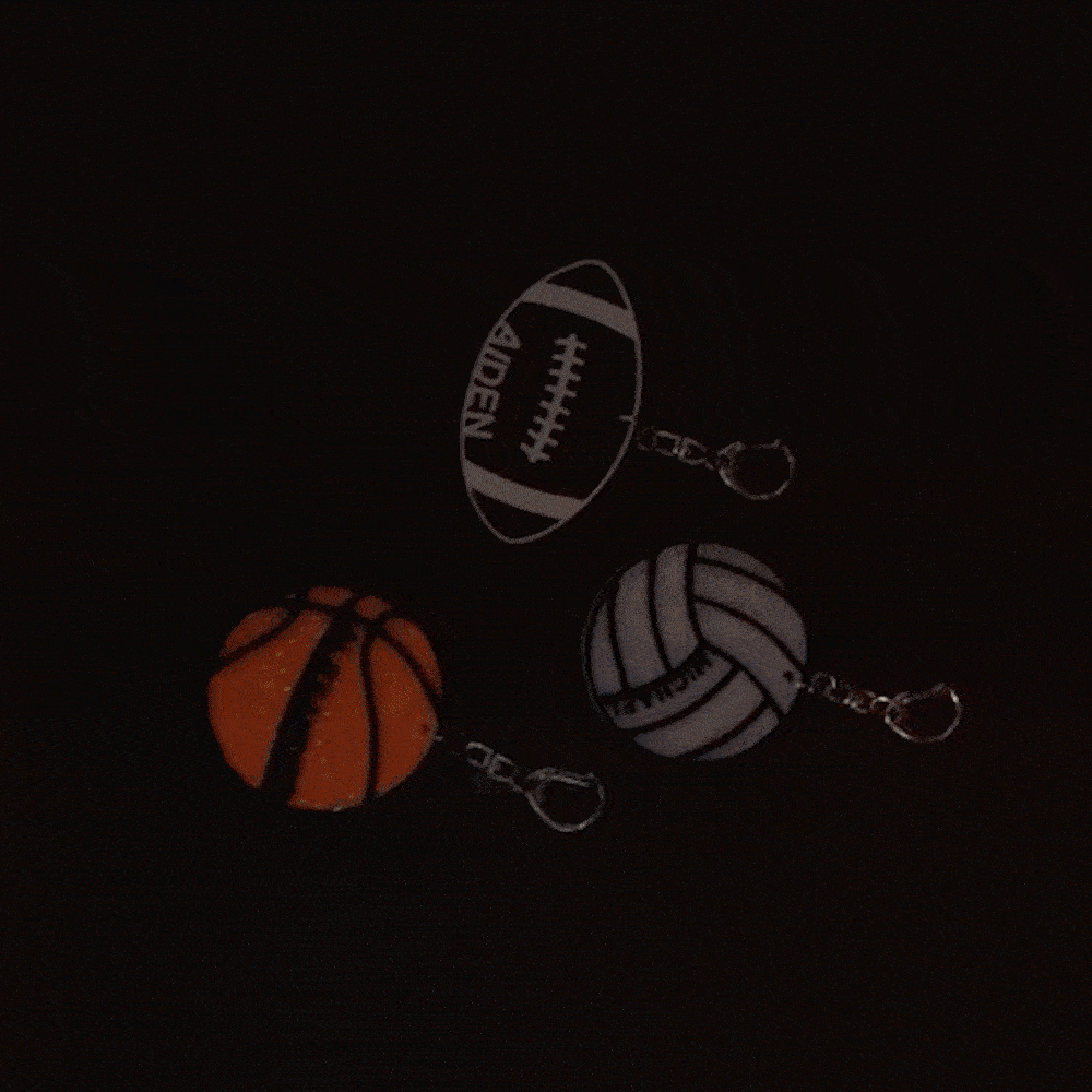 Personalized Reflective Basketball Football Volleyball Backpack Bag Tag with Name Back to School Gift for Kids Sports Lovers