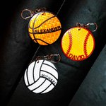 Personalized Reflective Basketball Football Volleyball Backpack Bag Tag with Name Back to School Gift for Kids Sports Lovers