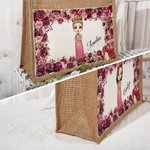 Personalised Reusable Floral Front Pocket Jute Tote Bag with Name Wedding Bridal Shower Gift for Women