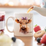 Personalisierte niedliche Cartoon Hochlandkuh Keramikbecher mit Namen Geschenk für Hochlandkuh-Liebhaber