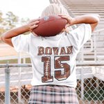 Personalised Cartoon Football Sport Girl Leopard Letters T-shirt Sweatshirt with Number and Name Game Day Costume Birthday Gift for Football Mom