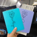 Nacimiento Personalizado Flor de cuero Funda de pasaporte Etiqueta de equipaje Set con nombre de viaje Regalo de cumpleaños esencial para las mujeres
