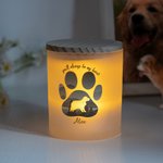 Personalizada Silueta de perro Rainbow Bridge Paw Print Tarro de vela con vela LED Sympathy Memorial Gift for Pet Lover