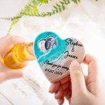 Personalized 5 Pieces Heart Shape Beach Magnetic Bottle Openers with Text and Card Pack Bride Shower Wedding Party Favor Gift for Guests