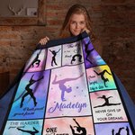Personalized Rhythmic Gymnastics Design Soft Throw Blanket with Name Housewarming Birthday Gift for Gymnastics Lovers