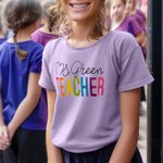 Personalized Multicolor Grade Teacher 100% Cotton Unisex T-Shirt with Text Back to School Activity Accessories Gift for Teachers