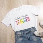 Personalized Multicolor Grade Teacher 100% Cotton Unisex T-Shirt with Text Back to School Activity Accessories Gift for Teachers