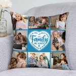 Couvre oreiller personnalisé Family Will Always Be Connected Heart Photo Collage Birthday Housewarming Gift for Family