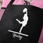 Personalisierte Cheerleader Silhouette große Tragetasche mit Reißverschluss mit Namen Tote Bag Geburtstag Cheerleading Geschenk für Damen Mädchen