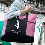 Personalisierte Cheerleader Silhouette große Tragetasche mit Reißverschluss mit Namen Tote Bag Geburtstag Cheerleading Geschenk für Damen Mädchen