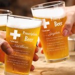 Bicchiere da birra personalizzato da 16 oz con stampa di prescrizione divertente e nome del paziente Bar Glassware Regalo per la festa del papà per gl