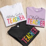 Personalized Multicolor Grade Teacher 100% Cotton Unisex T-Shirt with Text Back to School Activity Accessories Gift for Teachers