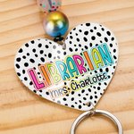 Personalized Dalmatian Dots Colorful Doodle Letter Acrylic Beaded Lanyard Badge Reel with Name and Tassel Back to School Appreciation Gift for Teacher