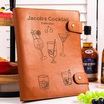 Personalisiertes Cocktail Rezept Leder-Notizbuch mit Namen 70 Blatt Nachfüllbares Ringbuch Geburtstag Oktoberfest Geschenk für Cocktail-Liebhaber