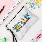 Personalised Pencil Apple Notebook Floral Doodle Letter Linen Wristlet Pencil Case Bag Back to School Appreciation Gift for Teacher