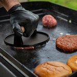 Personlig järnburgarvikt köttpress med graverad text trähandtag Barbecue Party Fars dag present för BBQ-matlagningsälskare