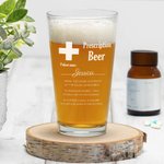 Bicchiere da birra personalizzato da 16 oz con stampa di prescrizione divertente e nome del paziente Bar Glassware Regalo per la festa del papà per gl