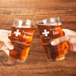 Bicchiere da birra personalizzato da 16 oz con stampa di prescrizione divertente e nome del paziente Bar Glassware Regalo per la festa del papà per gl