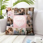 Couvre oreiller personnalisé Family Will Always Be Connected Heart Photo Collage Birthday Housewarming Gift for Family