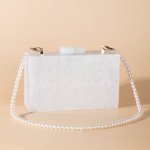 Personalized Minimalist Pearl Chain Handbag Acrylic Clutch Handbag with Name Wedding Bridal Shower Bachelorette Party Gift for Women
