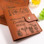 Personalisiertes Cocktail Rezept Leder-Notizbuch mit Namen 70 Blatt Nachfüllbares Ringbuch Geburtstag Oktoberfest Geschenk für Cocktail-Liebhaber