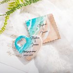 Personalized 5 Pieces Heart Shape Beach Magnetic Bottle Openers with Text and Card Pack Bride Shower Wedding Party Favor Gift for Guests