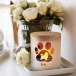 Personalizada Silueta de perro Rainbow Bridge Paw Print Tarro de vela con vela LED Sympathy Memorial Gift for Pet Lover
