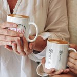 Personalised Sisters Will Always Be Connected Heart Ceramic Birth Flower Mug with 2-10 Names Birthday Gift for Sisters Friends