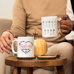 Personalised Sisters Will Always Be Connected Heart Ceramic Birth Flower Mug with 2-10 Names Birthday Gift for Sisters Friends