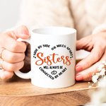 Personalised Sisters Will Always Be Connected Heart Ceramic Birth Flower Mug with 2-10 Names Birthday Gift for Sisters Friends