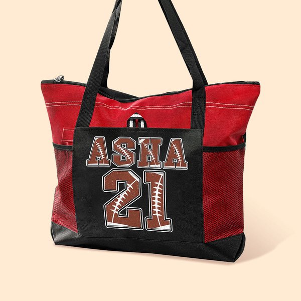 Personalised Fashionable Football Style Large Tote Bag with Name Gift for Sports Lover
