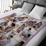 Personalized Simple 1-9 Photos Collage Soft Blanket Home Decor Housewarming Anniversary Gift for Family Friend