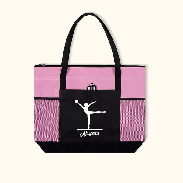 Sac fourre-tout de gymnastique rythmique personnalisé avec nom et poches en filet Cadeau pour les amateurs de gymnastique