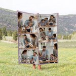 Personalized Simple 1-9 Photos Collage Soft Blanket Home Decor Housewarming Anniversary Gift for Family Friend