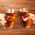 Personalised Just Want to Drink Beer with My Pet 16oz Pint Beer Glass with Photos and Names Housewarming Father's Day Gift for Pet Lovers