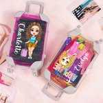 Personalised Cartoon Character Design Mini Trolley Luggage Storage Case with Name Travel Essentials Birthday Gift for Travel Lovers