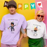 Gepersonaliseerd Cartoon Avatar Foto Overwinning Gebaar Verjaardag Squad T-shirt Sweatshirt met Tekst Grappig Feest Cadeau voor Familie Vriendin