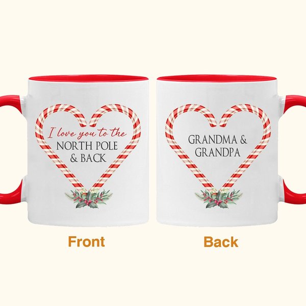 Gepersonaliseerde Love You to the North Pole & Back Mok met Suikerspinontwerp en Naam Kerstcadeau voor Familiekoppels