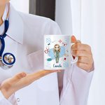 Tasse en céramique 11oz avec nom, cadeau d'anniversaire et d'appréciation pour infirmière, personnel médical, etc.