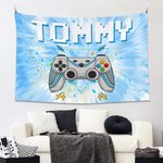 Tapiz personalizado con nombre y efecto teñido Gamepad Decoración de habitación de juegos Regalo de cumpleaños para niños amantes de los juegos