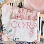 Couverture de bébé rose personnalisée avec nom Cadeau de Baptême pour Bébé Fille